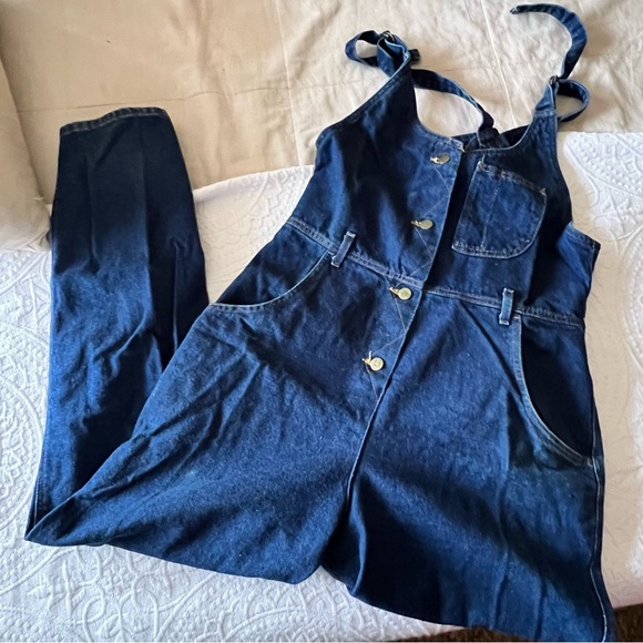 Lee Jeans Vintage Lee Womens Denim Bib Overalls Button Front Taper
